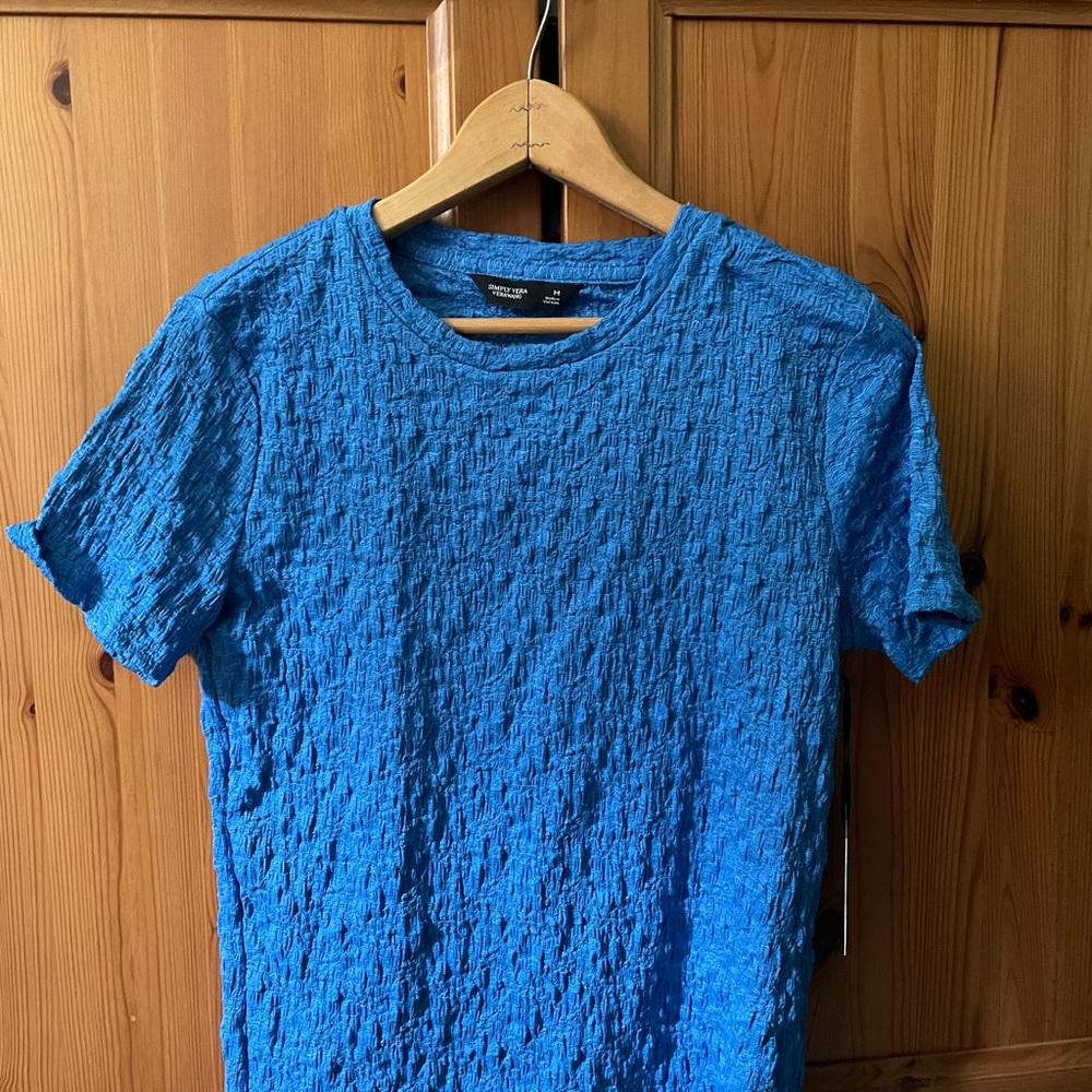 Simply Vera Vera Wang Textured Blue Short Sleeve Top